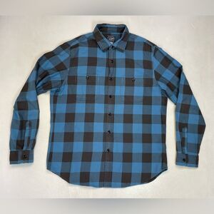 J Crew Plaid Button Up Shirt Men Large Blue Black Long Sleeve G6944